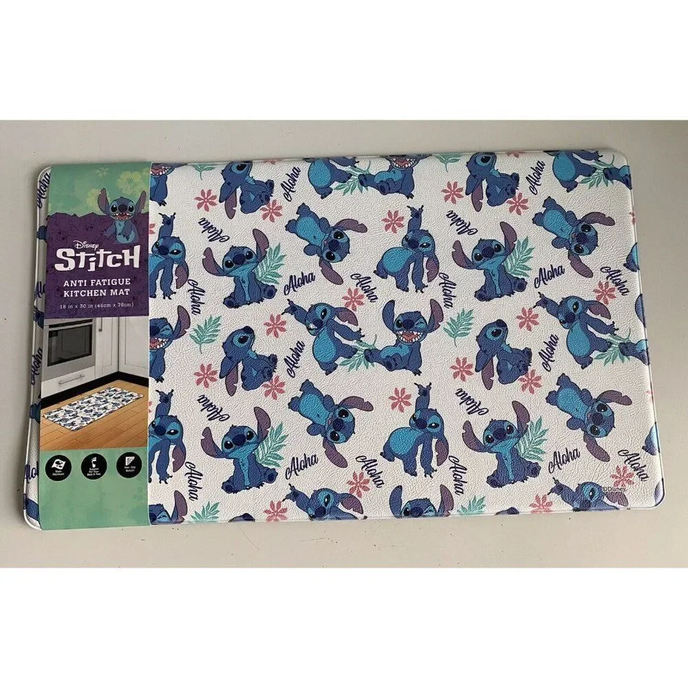 Disney Stitch Anti Fatigue Kitchen Mat 18 X 30”‎ Aloha Hibiscus Tropical NEW